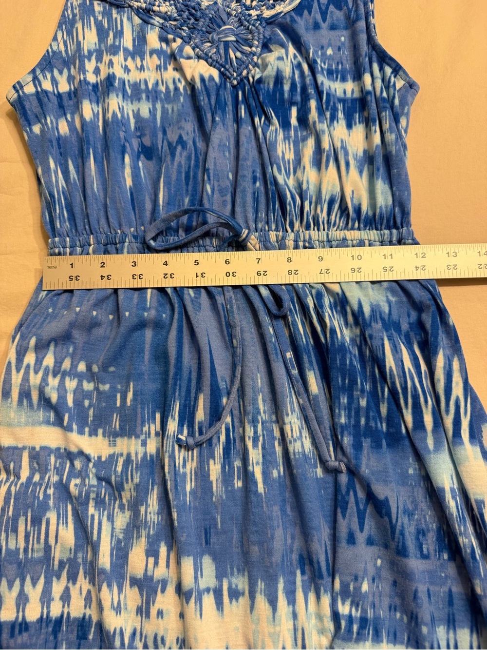 Faded Glory Sleeveless Maxi Dress M Blue Print - Picture 8 of 9